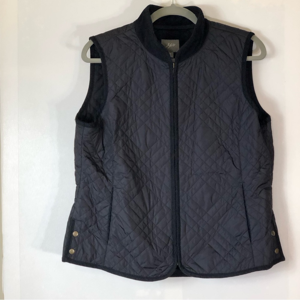 J.Jill Black Full Zip Sleeveless Side Snap Quilted Vest Size M - Picture 4 of 13